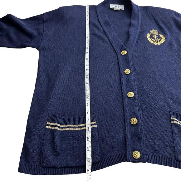 Vtg Bay Point Threads Preppy Nautical Theme Navy Blue Cardigan Women's Size XL - Picture 6 of 7